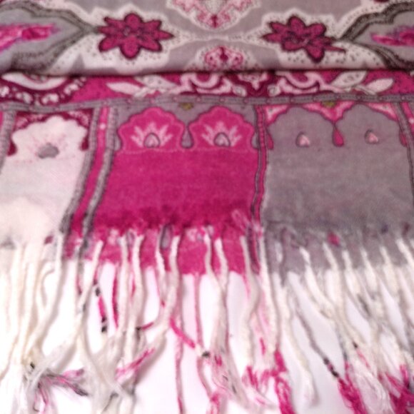 Pashmina NEW Pink Paisley Floral Print large long scarf wrap - Picture 7 of 8